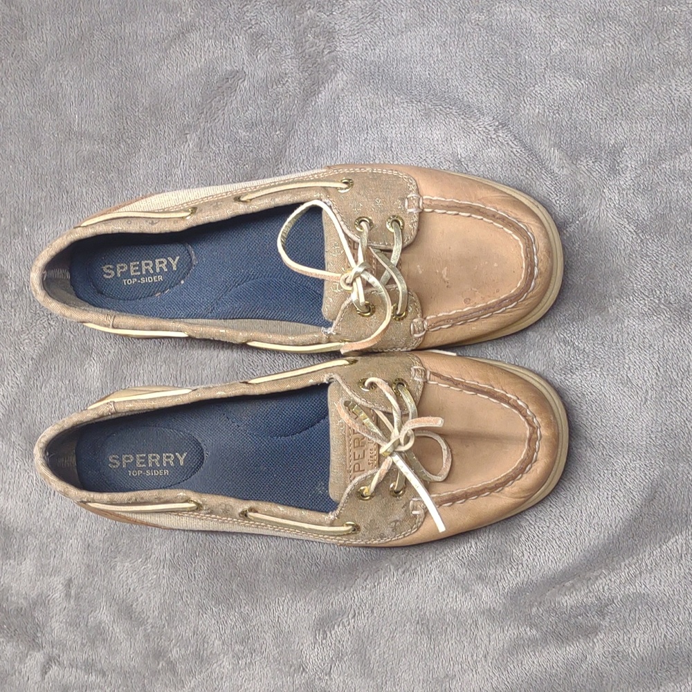 Sperry gold anchor design leather boat shoes sz 7.5
